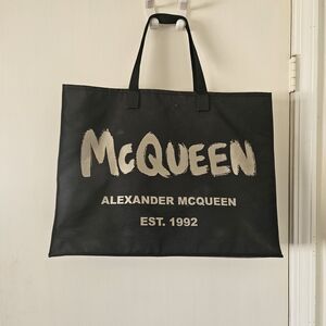 Alexander McQueen Black and Cream Logo Tote